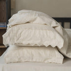 Esme French Linen Cotton Embroidered Floral Bedding Set / White Ever Lasting