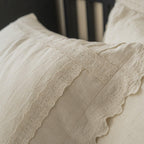 Esme French Linen Cotton Embroidered Floral Bedding Set / White Ever Lasting