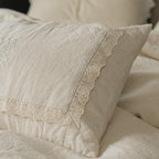 Esme French Linen Cotton Embroidered Floral Bedding Set / White Ever Lasting