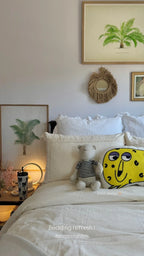 Esme French Linen Cotton Embroidered Floral Bedding Set / White Ever Lasting