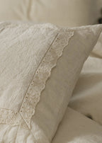 Esme French Linen Cotton Embroidered Floral Bedding Set / White Ever Lasting