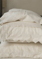 Esme French Linen Cotton Embroidered Floral Bedding Set / White Ever Lasting
