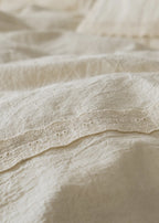 Esme French Linen Cotton Embroidered Floral Bedding Set / White Ever Lasting