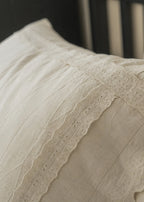 Esme French Linen Cotton Embroidered Floral Bedding Set / White Ever Lasting