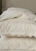 Esme French Linen Cotton Embroidered Floral Bedding Set / White