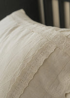 Esme French Linen Cotton Embroidered Floral Bedding Set / White