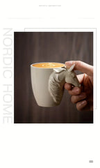 Espresso Cup - 3D Handle Ceramic Wood Ash 6Oz