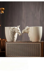 Espresso Cup - 3D Handle Ceramic Wood Ash 6Oz