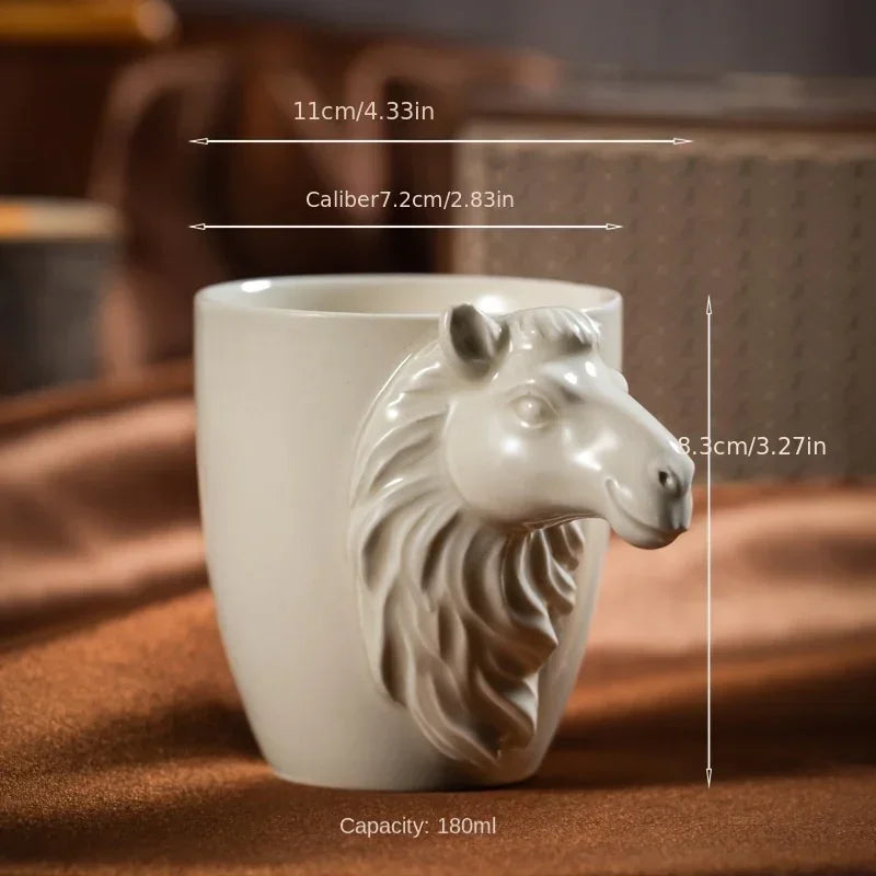 Espresso Cup - 3D Handle Ceramic Wood Ash 6Oz