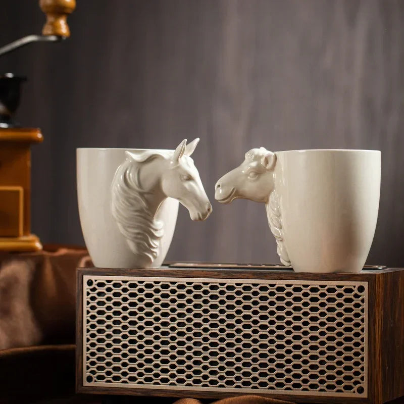 Espresso Cup - 3D Handle Ceramic Wood Ash 6Oz