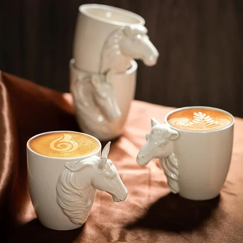 Espresso Cup - 3D Handle Ceramic Wood Ash 6Oz