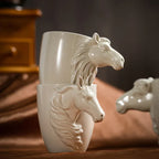 Espresso Cup - 3D Handle Ceramic Wood Ash 6Oz