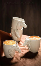 Espresso Cup - 3D Handle Ceramic Wood Ash 6Oz