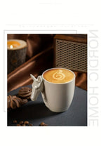 Espresso Cup - 3D Handle Ceramic Wood Ash 6Oz