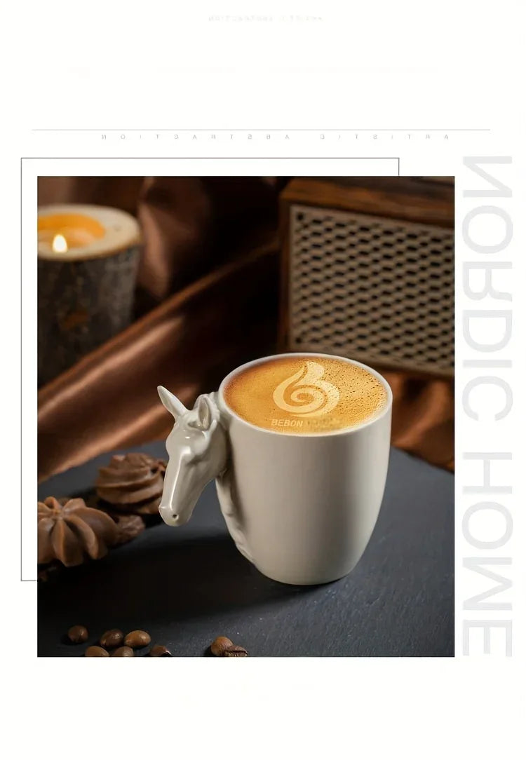 Espresso Cup - 3D Handle Ceramic Wood Ash 6Oz