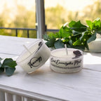 Clear glass tea light candle with eucalyptus mint crystal, coconut-soy wax - House of Avana