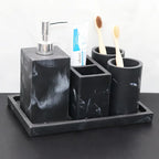 European Style 5-piece Bathroom Accessory Set with Faux Marble Design - Includes Soap Dispenser,... - House Of Avana