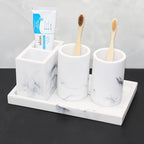 European Style 5-piece Bathroom Accessory Set with Faux Marble Design - Includes Soap Dispenser,... - House Of Avana