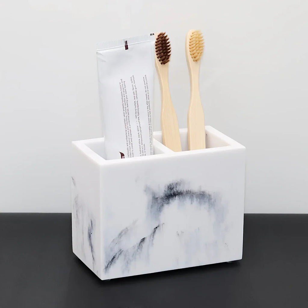 European Style 5-piece Bathroom Accessory Set with Faux Marble Design - Includes Soap Dispenser,... - House Of Avana