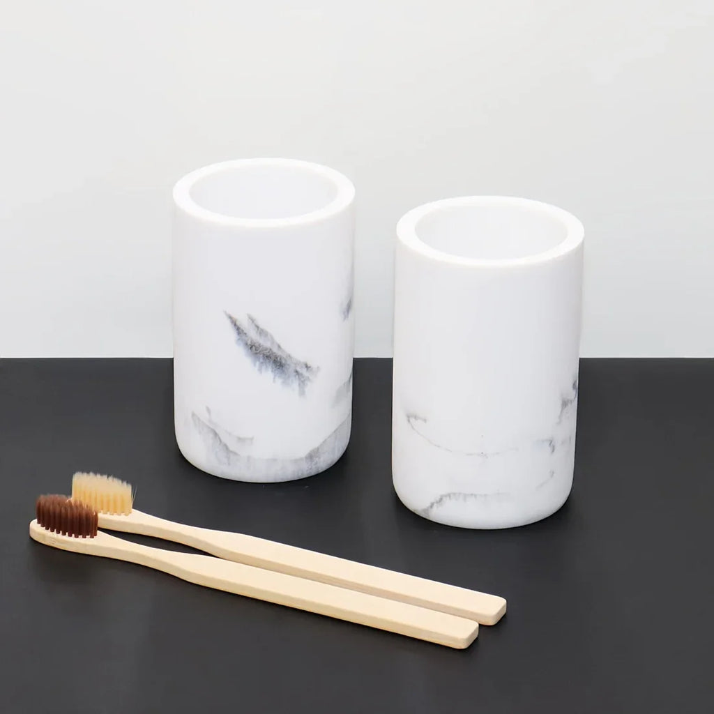 European Style 5-piece Bathroom Accessory Set with Faux Marble Design - Includes Soap Dispenser,... - House Of Avana