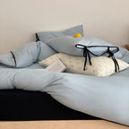 Evangeline Pastel Bow Tie Twill Bedding Set / Blue Ever Lasting