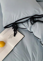 Evangeline Pastel Bow Tie Twill Bedding Set / Blue Ever Lasting