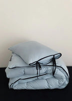 Evangeline Pastel Bow Tie Twill Bedding Set / Blue Ever Lasting