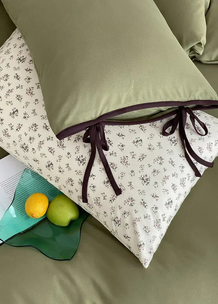 Evangeline Pastel Bow Tie Twill Bedding Set / Blue Ever Lasting