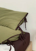 Evangeline Pastel Bow Tie Twill Bedding Set / Blue Ever Lasting