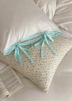 Evangeline Pastel Bow Tie Twill Bedding Set / Blue Ever Lasting