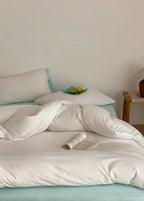 Evangeline Pastel Bow Tie Twill Bedding Set / Blue Ever Lasting