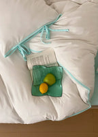 Evangeline Pastel Bow Tie Twill Bedding Set / Blue Ever Lasting