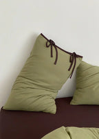 Evangeline Pastel Bow Tie Twill Bedding Set / Green Ever Lasting