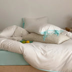 Evangeline Pastel Bow Tie Twill Bedding Set / Green Ever Lasting