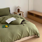 Evangeline Pastel Bow Tie Twill Bedding Set / Green Ever Lasting