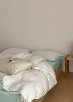 Evangeline Pastel Bow Tie Twill Bedding Set / Green Ever Lasting
