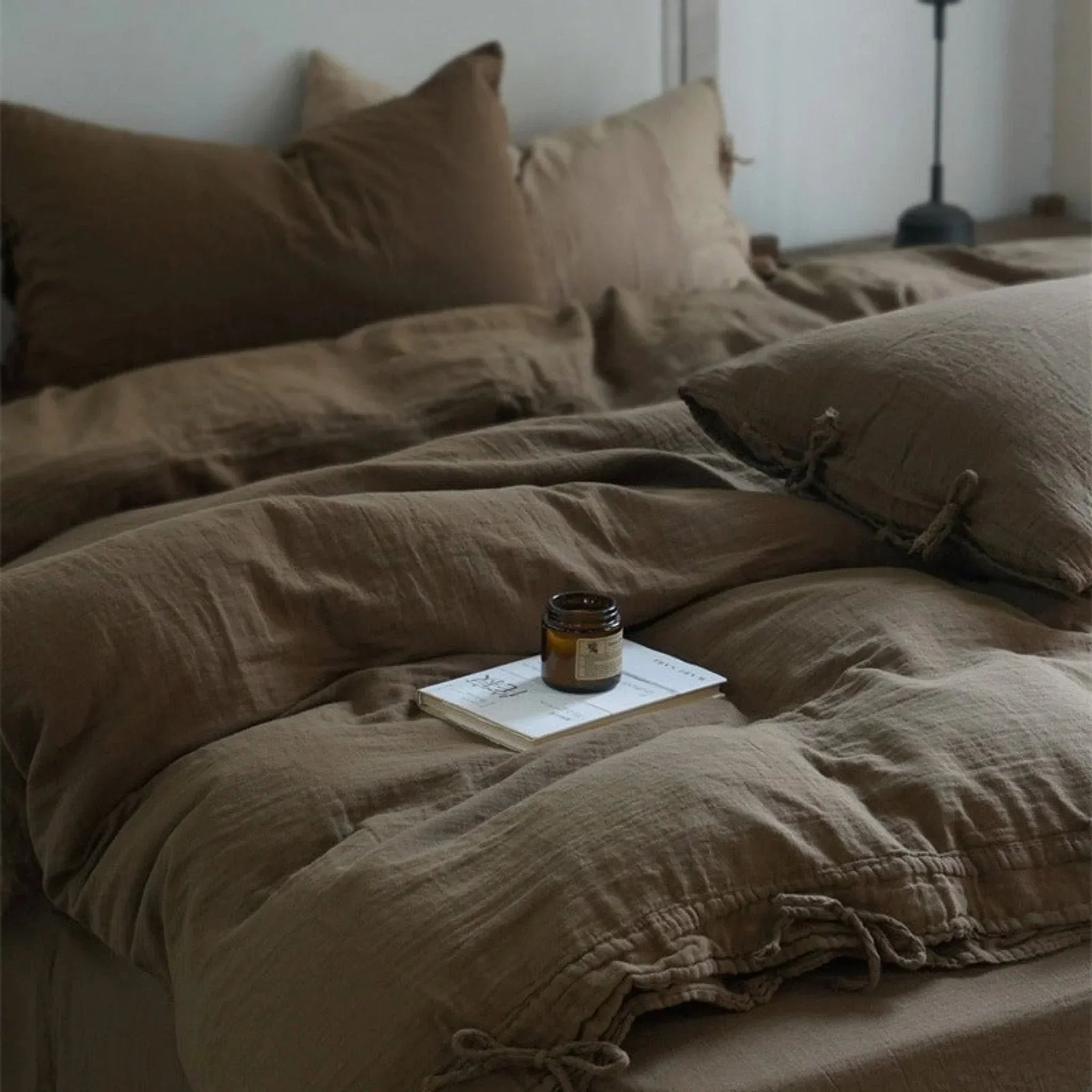 Evelyn Retro Double Gauze Bedding Set / Chestnut Brown