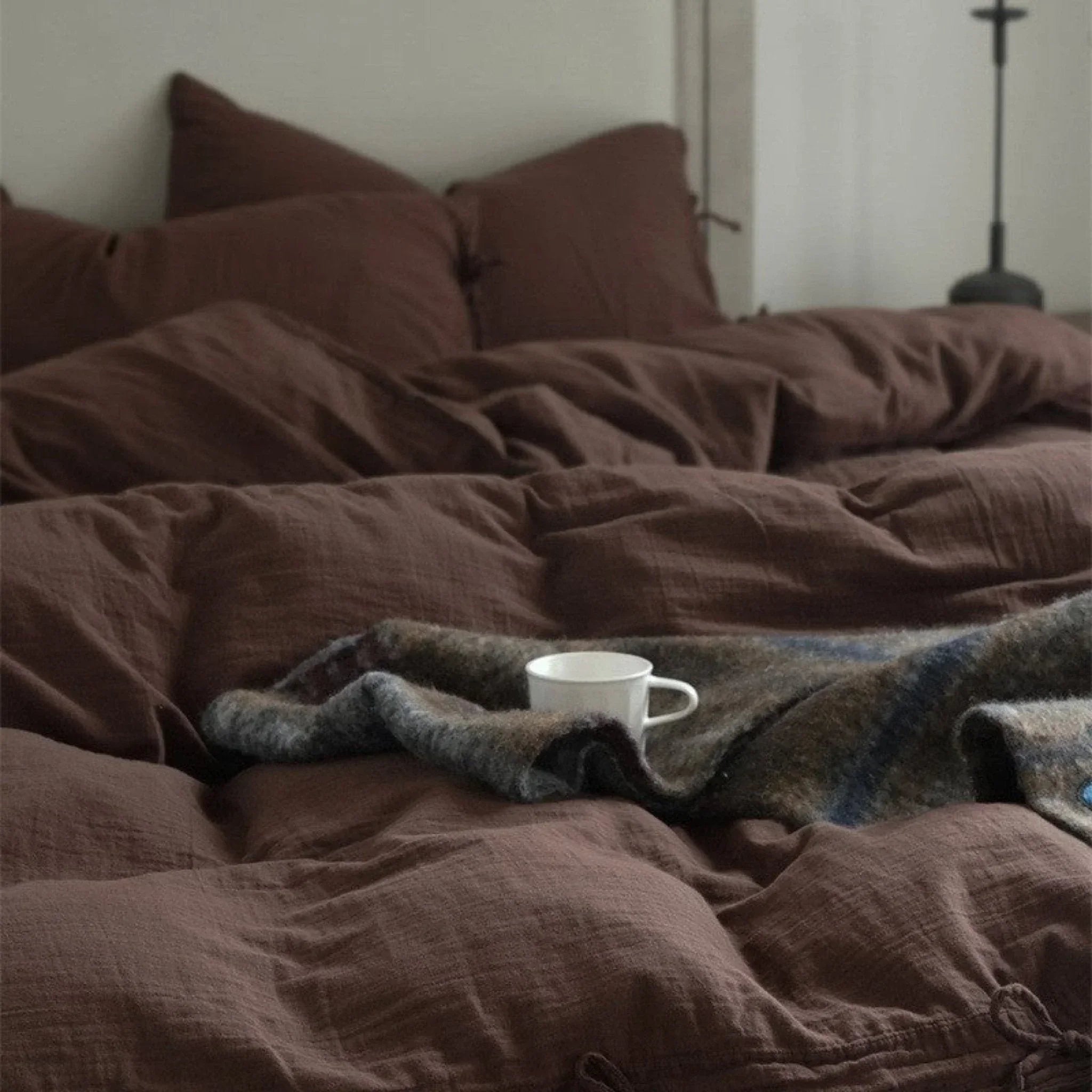 Evelyn Retro Double Gauze Bedding Set / Chestnut Brown