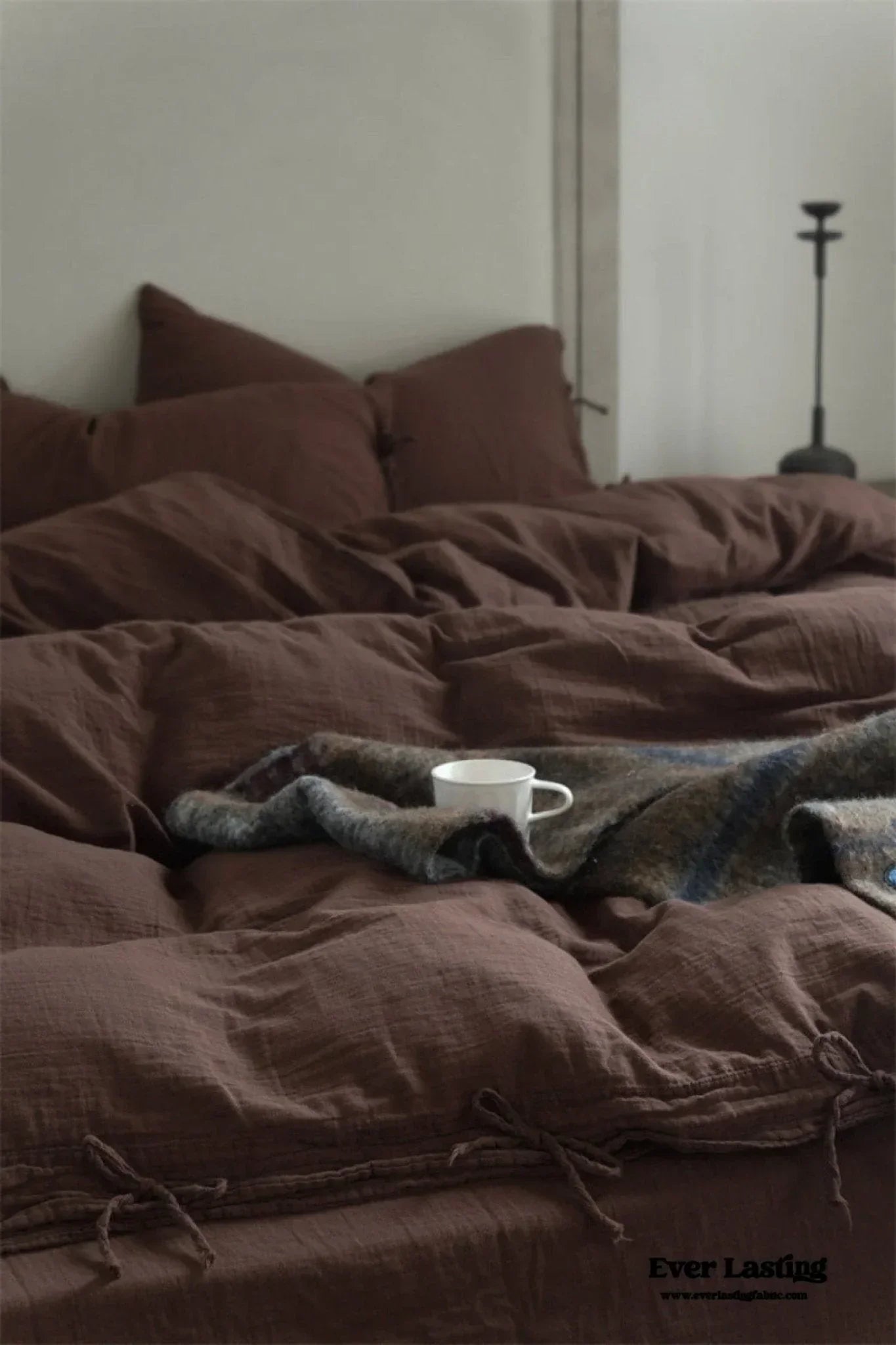 Evelyn Retro Double Gauze Bedding Set / Chestnut Brown
