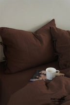 Evelyn Retro Double Gauze Bedding Set / Chestnut Brown