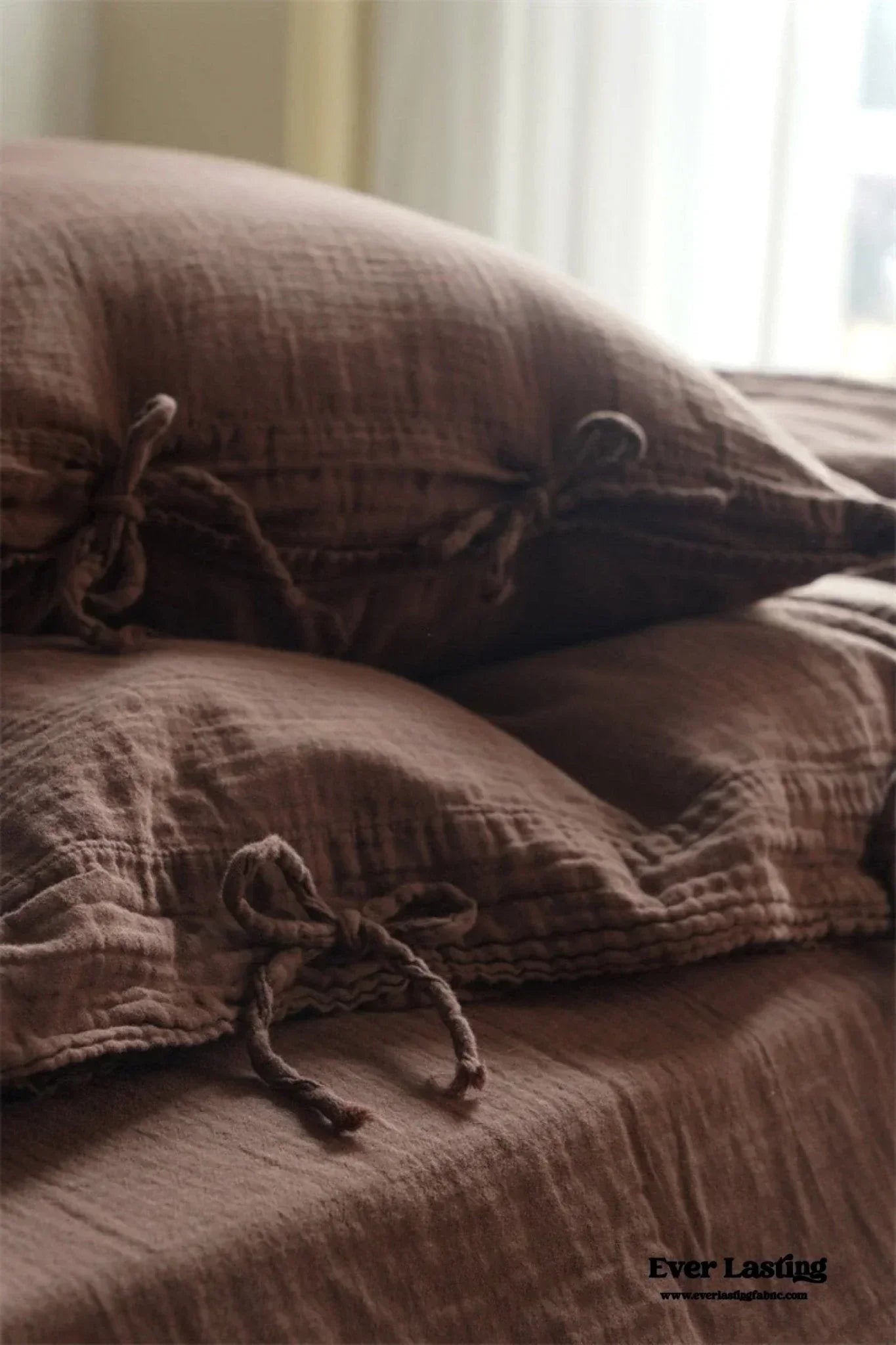Evelyn Retro Double Gauze Bedding Set / Chestnut Brown