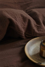 Evelyn Retro Double Gauze Bedding Set / Chestnut Brown
