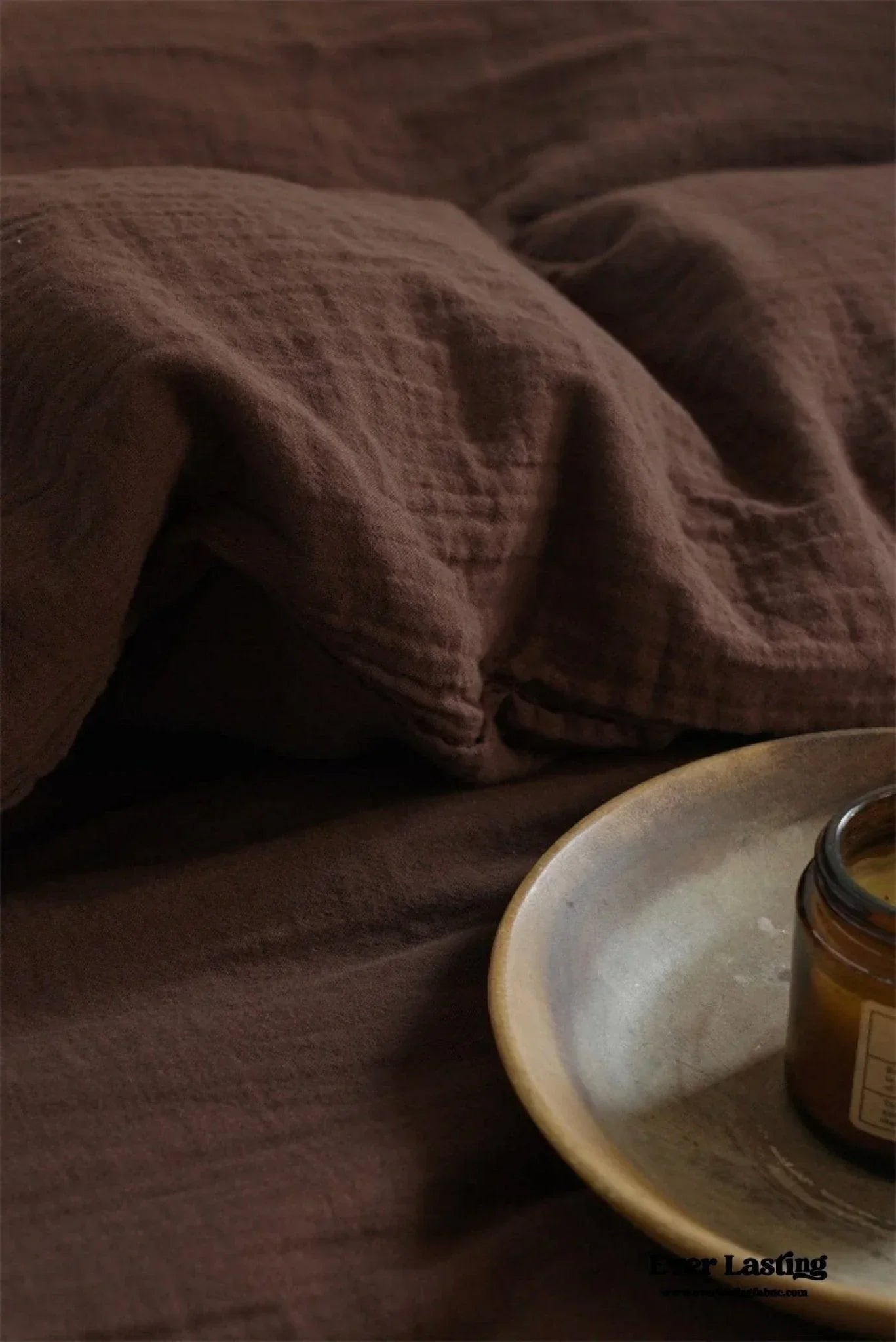 Evelyn Retro Double Gauze Bedding Set / Chestnut Brown