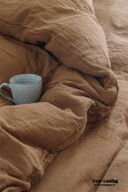 Evelyn Retro Double Gauze Bedding Set / Chestnut Brown
