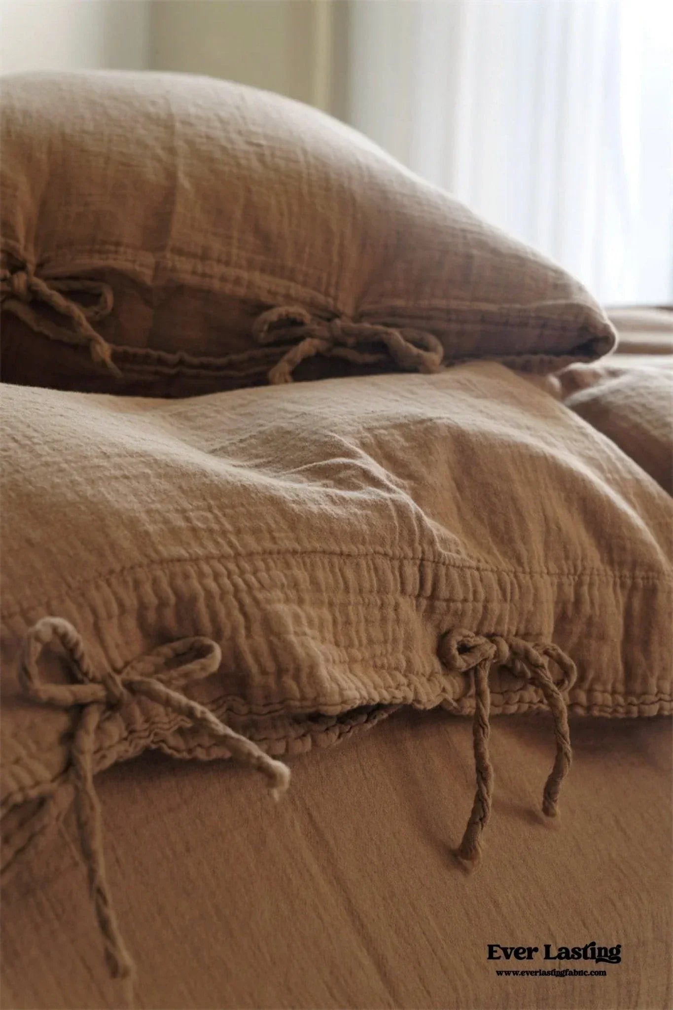 Evelyn Retro Double Gauze Bedding Set / Chestnut Brown