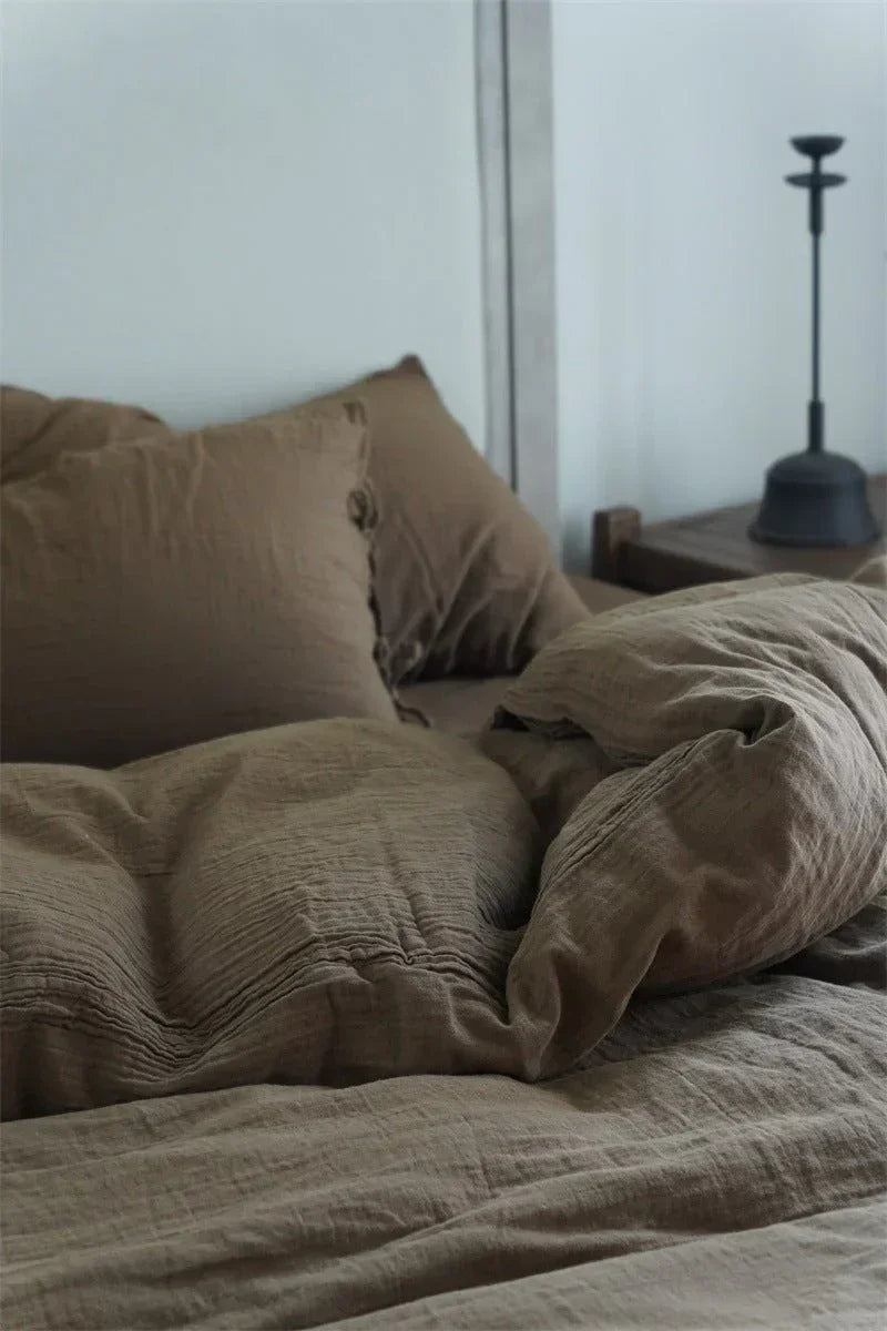 Evelyn Retro Double Gauze Bedding Set / Chestnut Brown