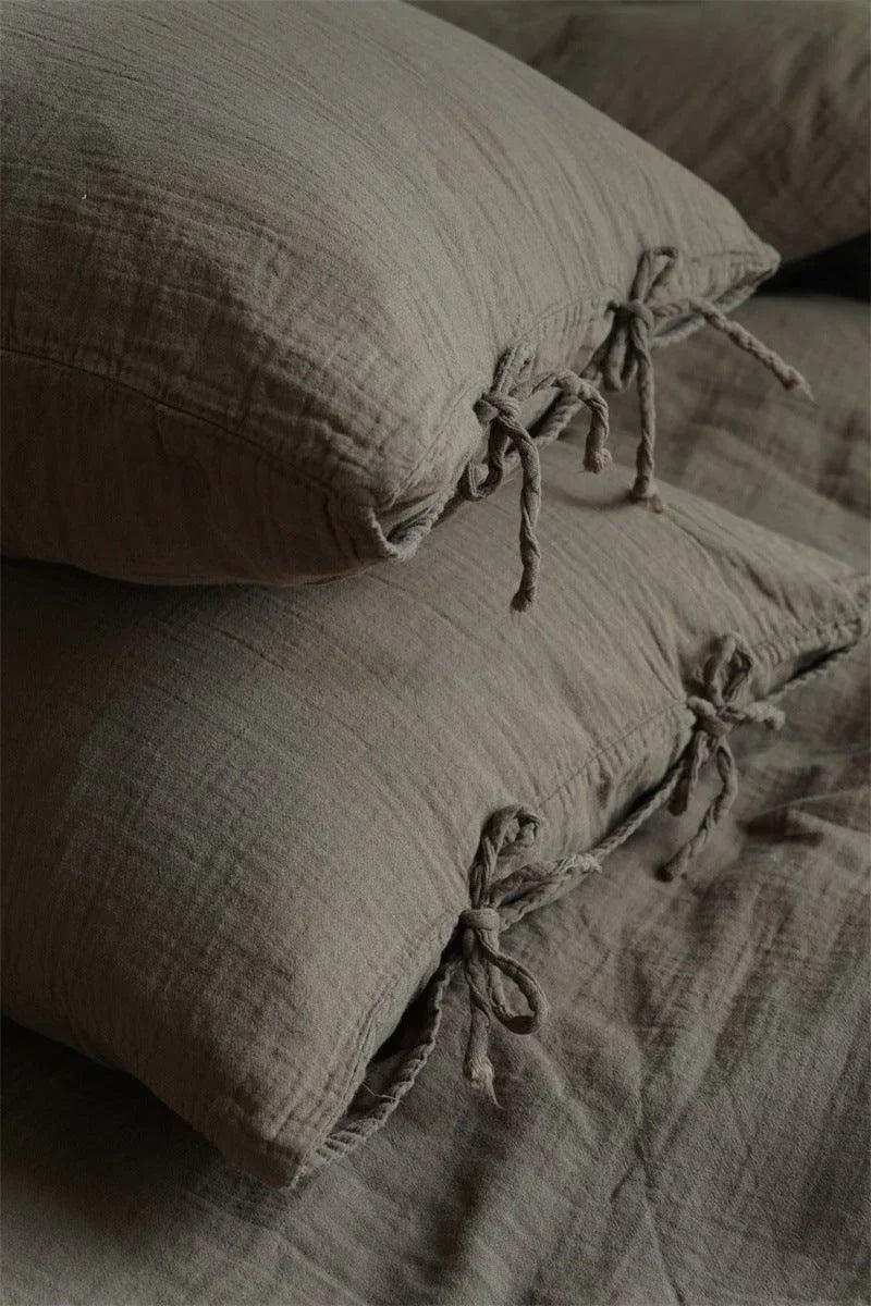 Evelyn Retro Double Gauze Bedding Set / Chestnut Brown