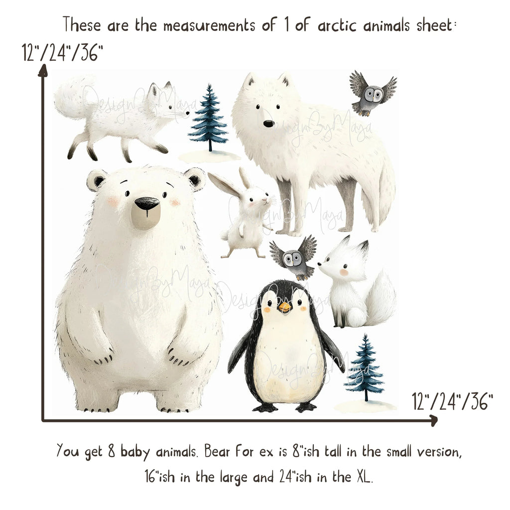 Arctic Animal Friends - Fabric Nursery Wall Art Decals