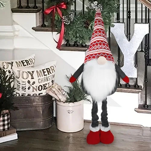 D-FantiX Extra Large 40" Standing Christmas Gnome - Scandinavian Tomte/Nisse Decoration with Retractable Spring Legs, Heavy-Duty Weighted Base, Red & Gray Nordic Colors - Indoor/Outdoor Holiday Decor for Home, Garden, or Gift House Of Avana