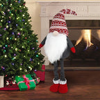 D-FantiX Extra Large 40" Standing Christmas Gnome - Scandinavian Tomte/Nisse Decoration with Retractable Spring Legs, Heavy-Duty Weighted Base, Red & Gray Nordic Colors - Indoor/Outdoor Holiday Decor for Home, Garden, or Gift House Of Avana